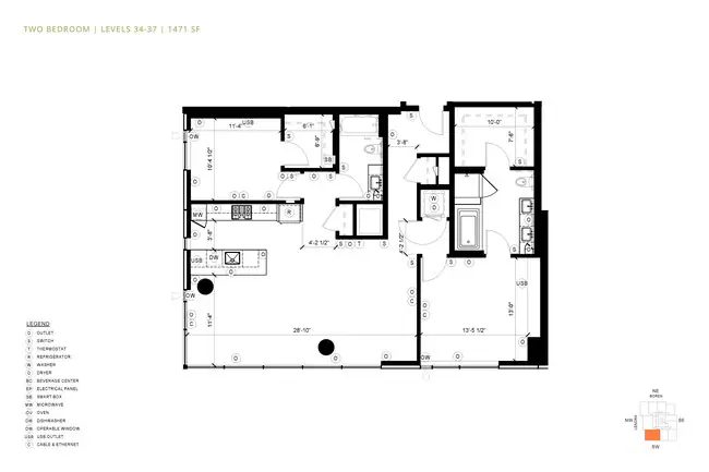 2 Bedroom C4 3410 floor plan